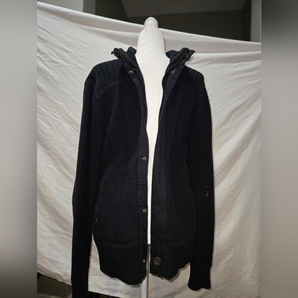 No Excess Black Cardigan Zip Up With Buttons
